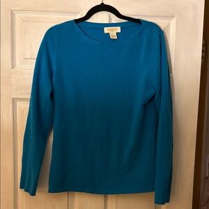 Peck & Peck Blue Fitted Long Sleeve Tee